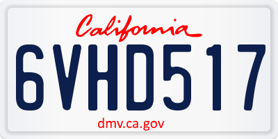 CA license plate 6VHD517