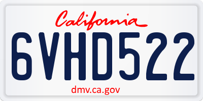 CA license plate 6VHD522