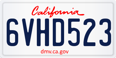 CA license plate 6VHD523