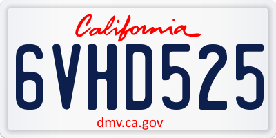 CA license plate 6VHD525