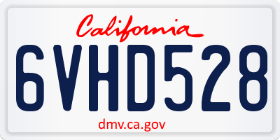 CA license plate 6VHD528