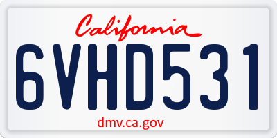CA license plate 6VHD531