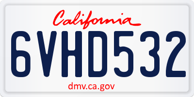 CA license plate 6VHD532