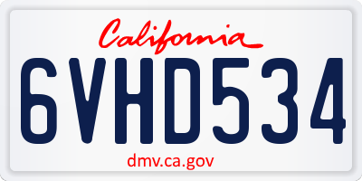 CA license plate 6VHD534