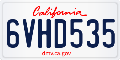 CA license plate 6VHD535