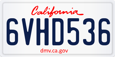 CA license plate 6VHD536