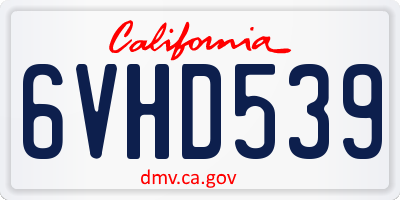 CA license plate 6VHD539