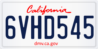 CA license plate 6VHD545