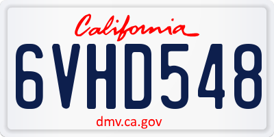 CA license plate 6VHD548