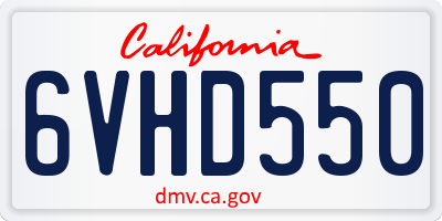 CA license plate 6VHD550