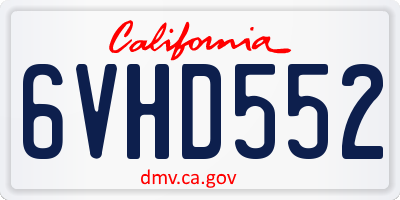 CA license plate 6VHD552