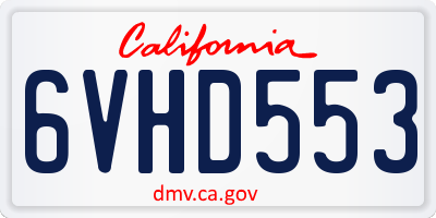 CA license plate 6VHD553