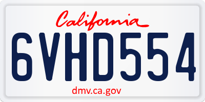 CA license plate 6VHD554