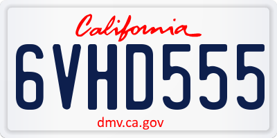 CA license plate 6VHD555
