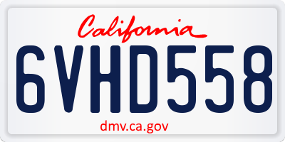 CA license plate 6VHD558