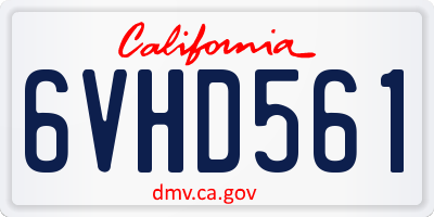 CA license plate 6VHD561