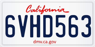 CA license plate 6VHD563