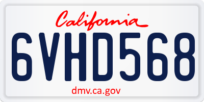 CA license plate 6VHD568