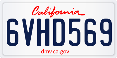 CA license plate 6VHD569