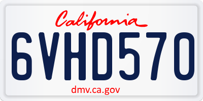 CA license plate 6VHD570