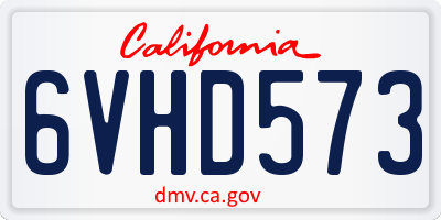 CA license plate 6VHD573