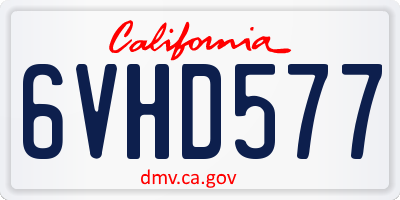 CA license plate 6VHD577