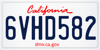 CA license plate 6VHD582