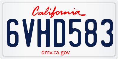 CA license plate 6VHD583