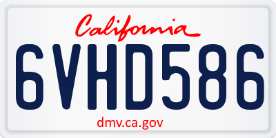 CA license plate 6VHD586