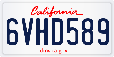 CA license plate 6VHD589