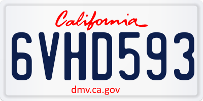 CA license plate 6VHD593