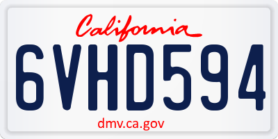 CA license plate 6VHD594
