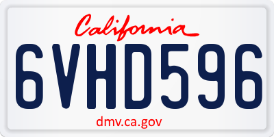 CA license plate 6VHD596