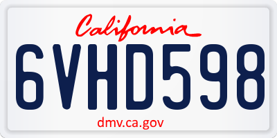 CA license plate 6VHD598