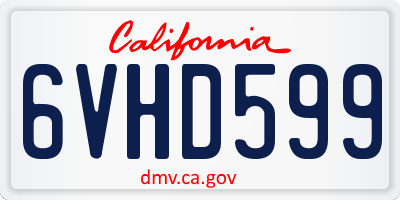 CA license plate 6VHD599