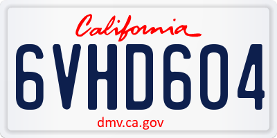 CA license plate 6VHD604