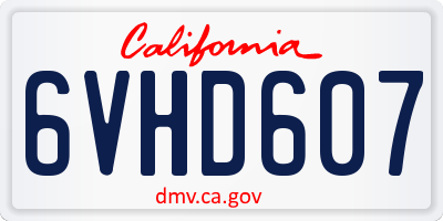 CA license plate 6VHD607