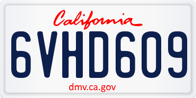 CA license plate 6VHD609