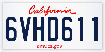 CA license plate 6VHD611