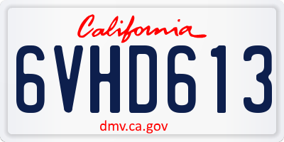 CA license plate 6VHD613