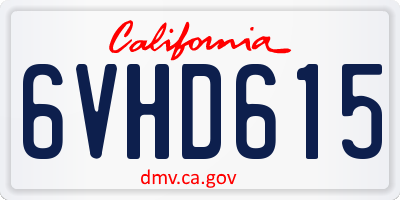 CA license plate 6VHD615