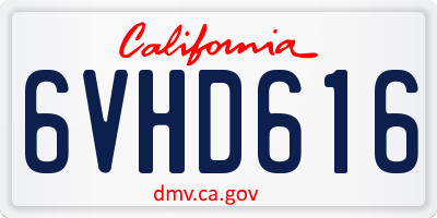 CA license plate 6VHD616