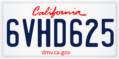 CA license plate 6VHD625