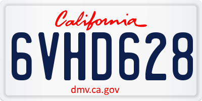 CA license plate 6VHD628