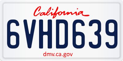 CA license plate 6VHD639