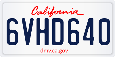 CA license plate 6VHD640