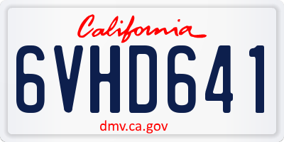CA license plate 6VHD641