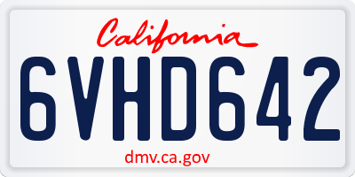 CA license plate 6VHD642