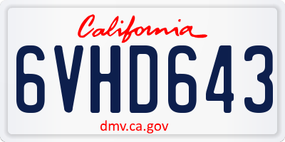 CA license plate 6VHD643