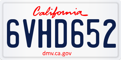 CA license plate 6VHD652
